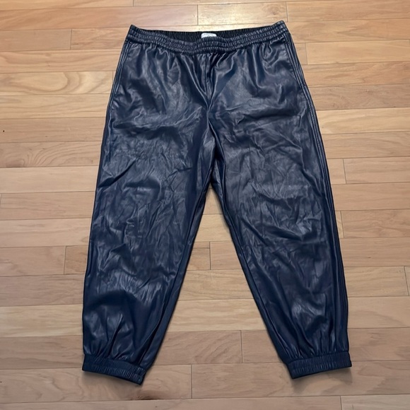 Aritzia Babaton | Faux Leather Joggers | Pull On | Dark Blue | Soft Lined | 2XL - Picture 1 of 5